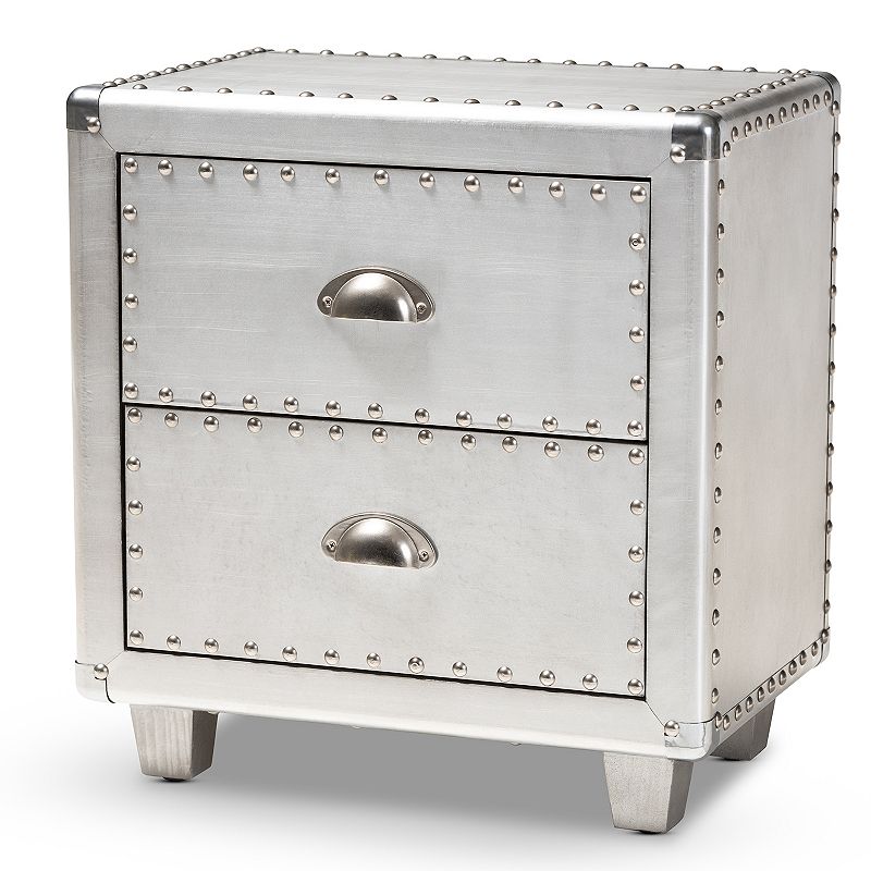 Baxton Studio Davet Silver Nightstand