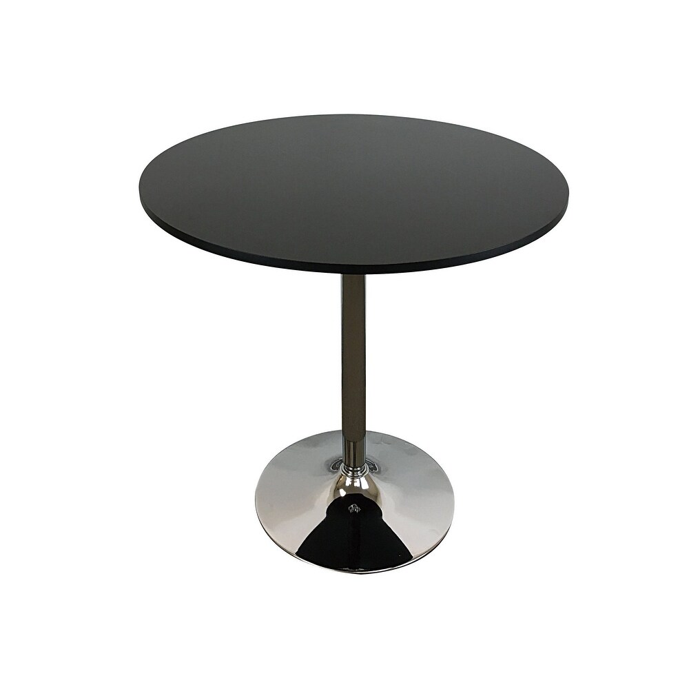 Round Wood Top Dining Table with Chrome Legs 35\