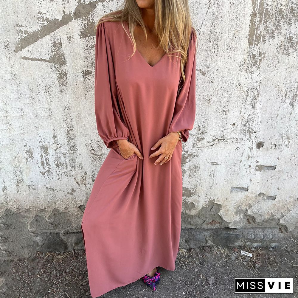 Casual Lantern Sleeves Dress