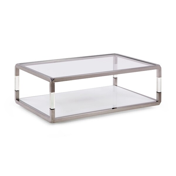 Jasper Coffee Table in Acrylic， White Glass and Polished Stainless Steel