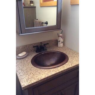 Premier Copper Products Self-Rimming Wide Rim Oval Hammered Copper Bathroom Sink in Oil Rubbed Bronze LO18RDB