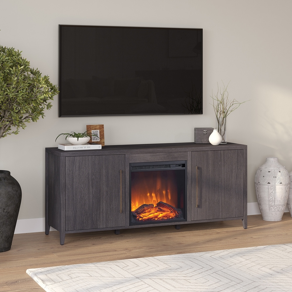 Jasper Rectangular TV Stand with Log Fireplace for TV's up to 65\