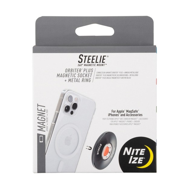 Nite Ize Steelie Orbiter Plus Socket And Metal Ring Cell Phone Holder With Magsafe Charger Magnetic Mount Black