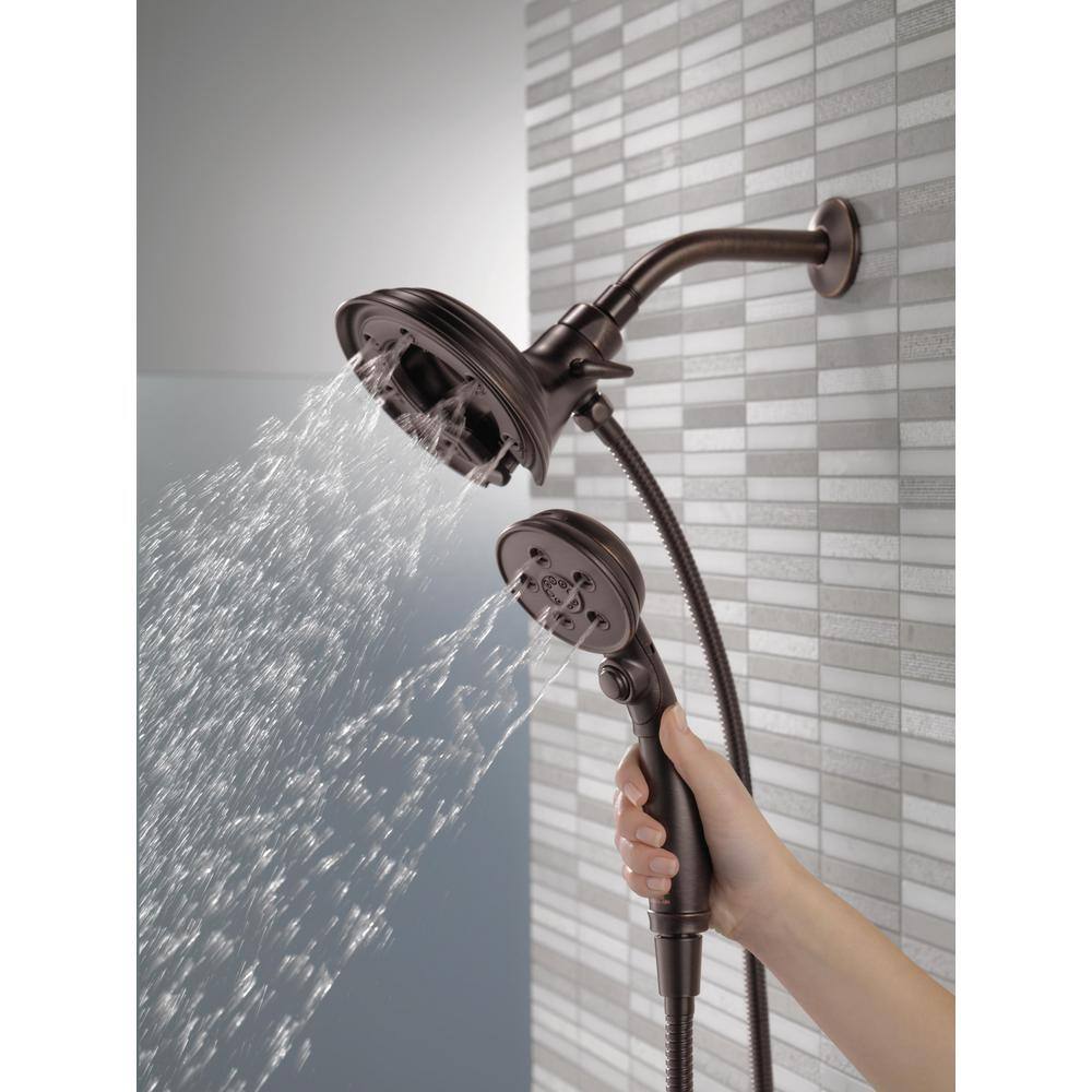 Delta In2ition 4-Spray Patterns 2.50 GPM 6.13 in. Wall Mount Dual Shower Heads in Venetian Bronze 58471-RB-PK