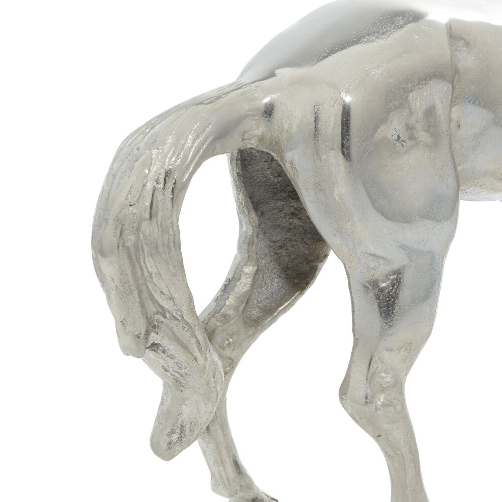 Silver Aluminum Horse Sculpture   23 x 6 x 17