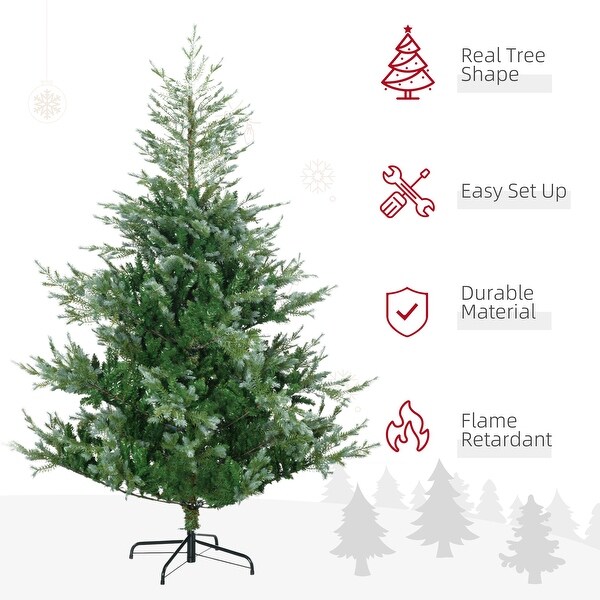 HOMCOM 6ft Artificial Christmas Tree Holiday Décor with 795 Branches，Auto Open，Steel Base，Wide Shape，EasytoShape Branches