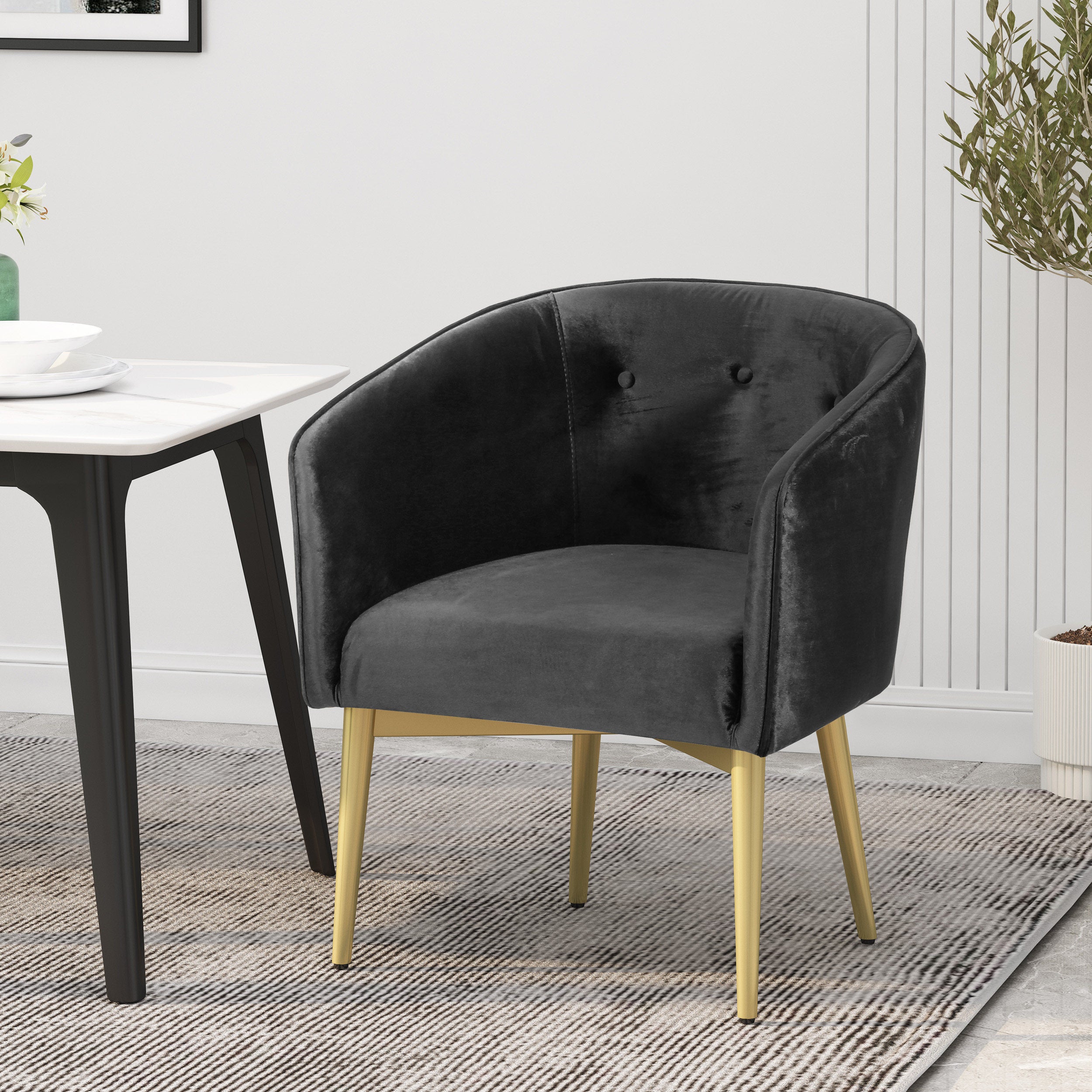 Malinta Modern Glam Tufted Velvet Dining Chair