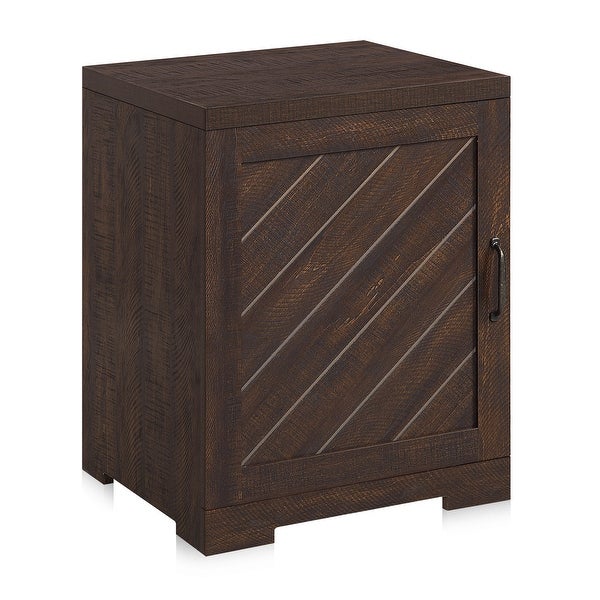 BELLEZE Hilo End Table Nightstand With Door and Shelves， 2 Colors