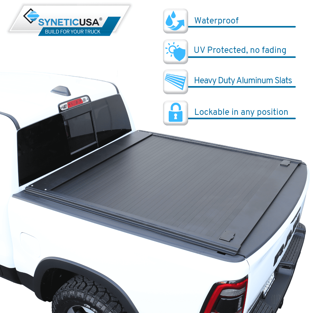 For 2009-2022 Dodge Ram 1500 5.7 FT Short Bed No RamBox Syneticusa Aluminum Waterproof Retractable Hard Tonneau Cover