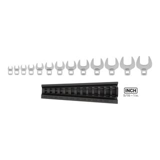 TEKTON 38 in. Drive Crowfoot Wrench Set 13-Piece (516 in. - 1 in.) - Rack WCF92102