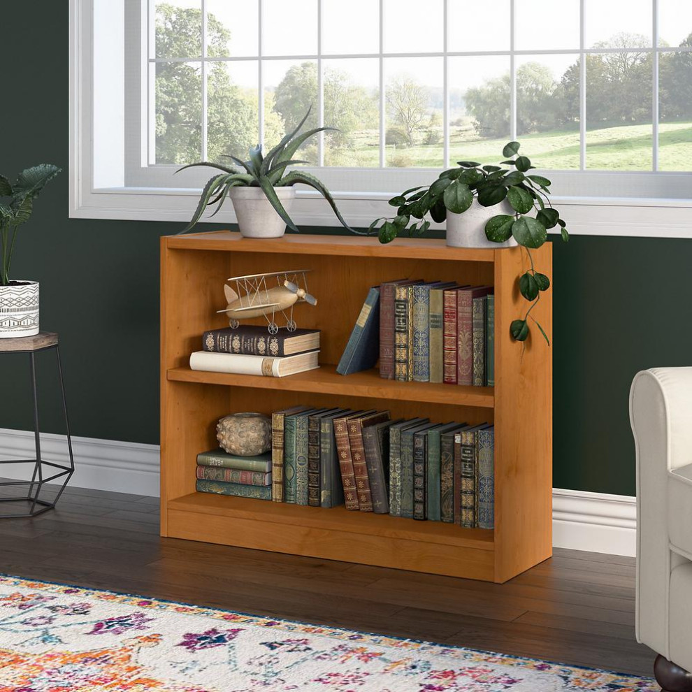 Bush Furniture Universal Small 2 Shelf Bookcase  Natural Cherry   Bookcases   by Homesquare  Houzz