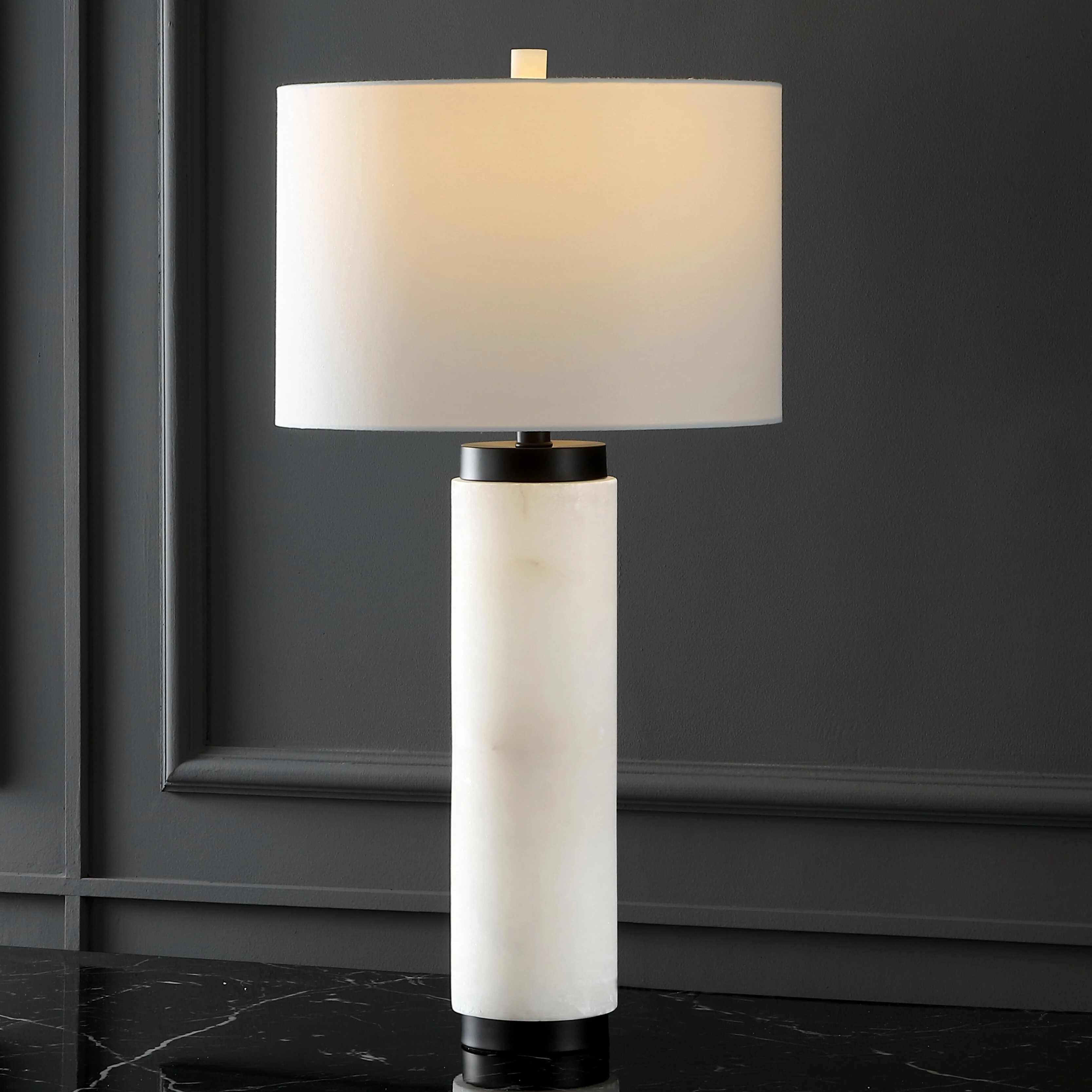 SAFAVIEH Couture Sydni Alabaster Pillar Table Lamp - 15 IN W x 15 IN D x 30 IN H