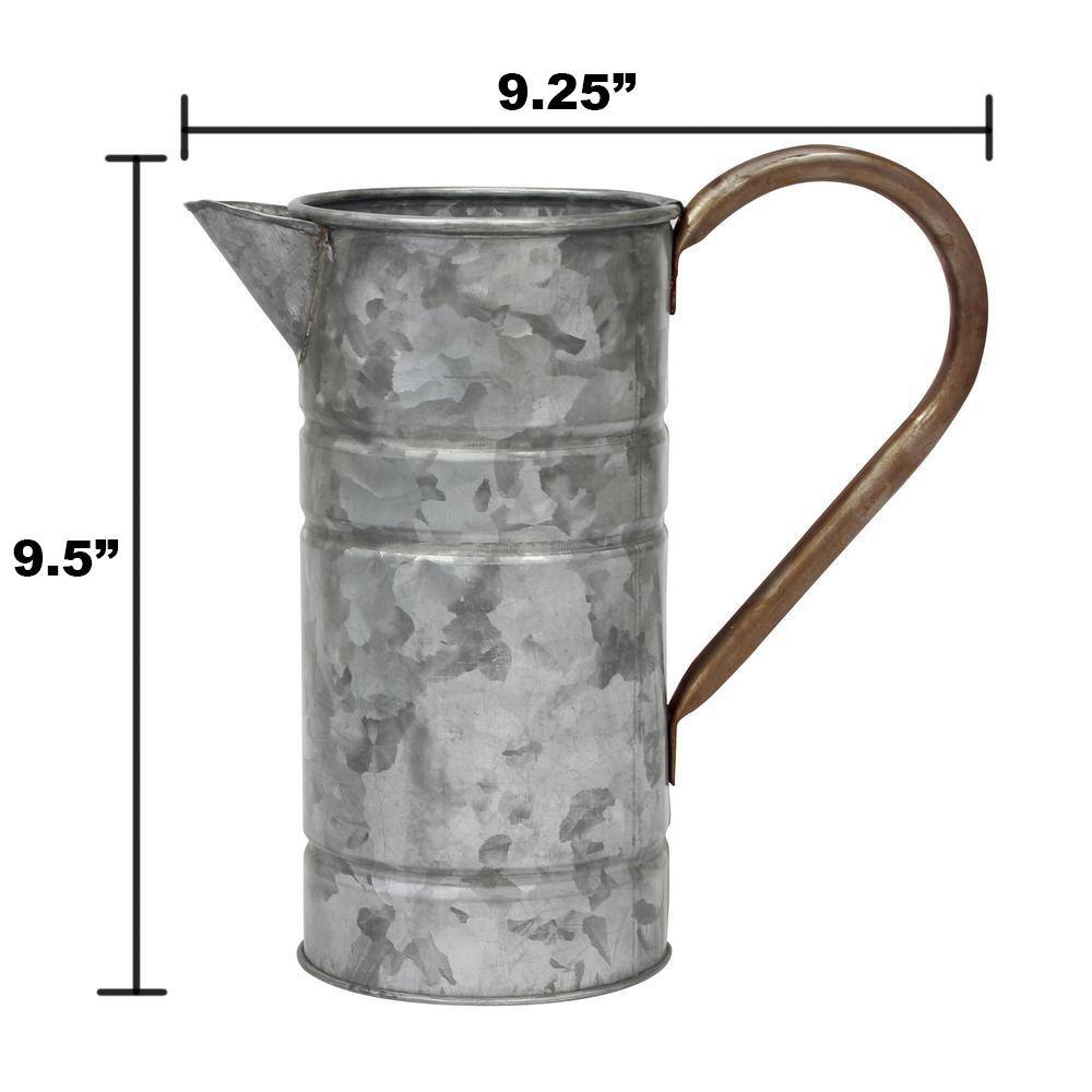 Stonebriar Collection 9.5 in. x 9.5 in. Antique Galvanized Metal Watering Can with Handle SB-5914A