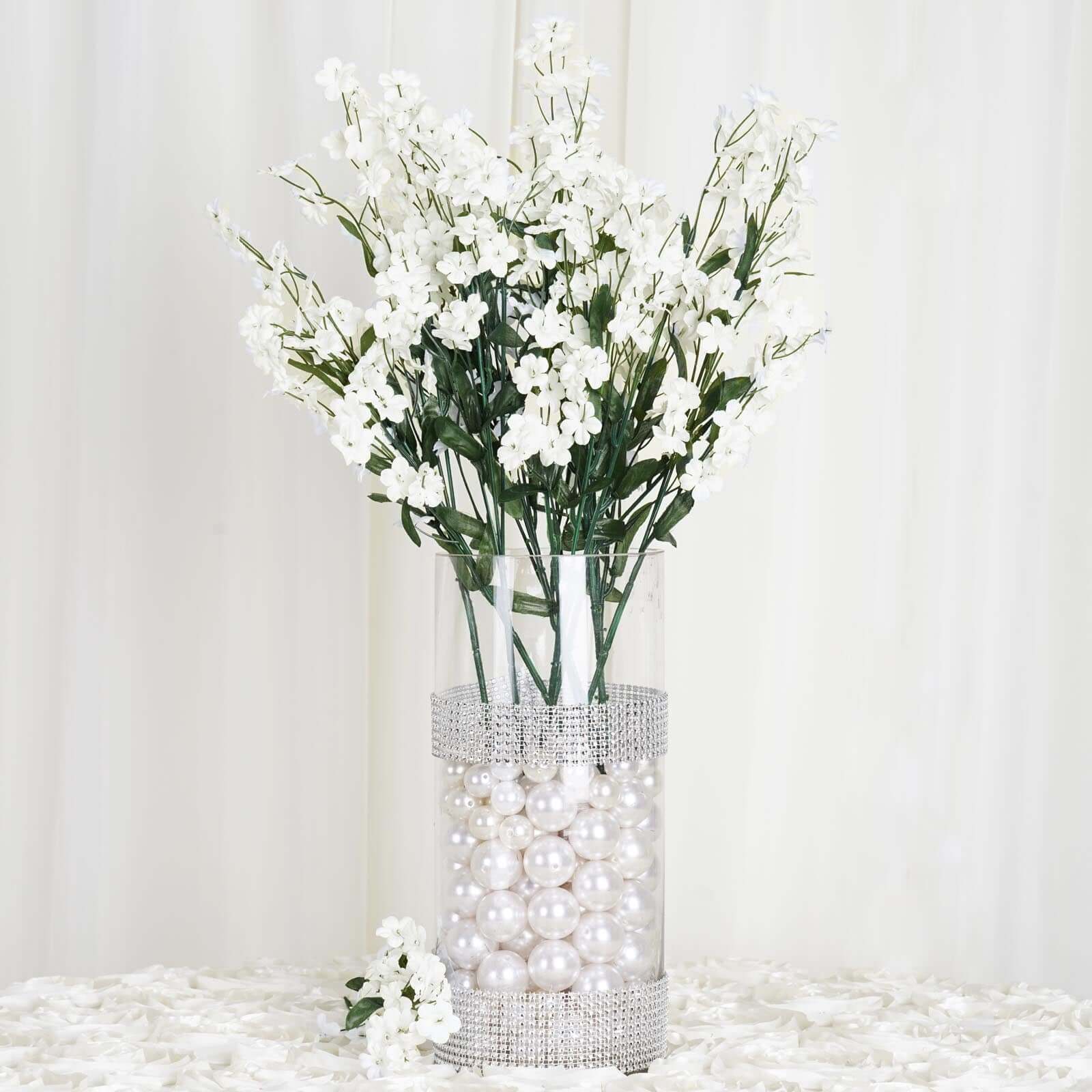 12 Stems Ivory Artificial Silk Babys Breath Flower Bushes Spray