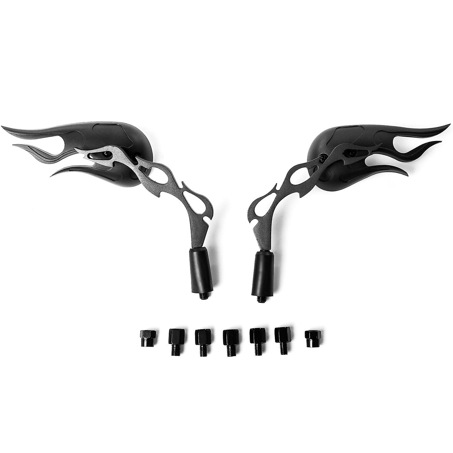 Flame Custom Black Motorcycle Rear View Mirrors Compatible with Yamaha Road Star Warrior Midnight XV