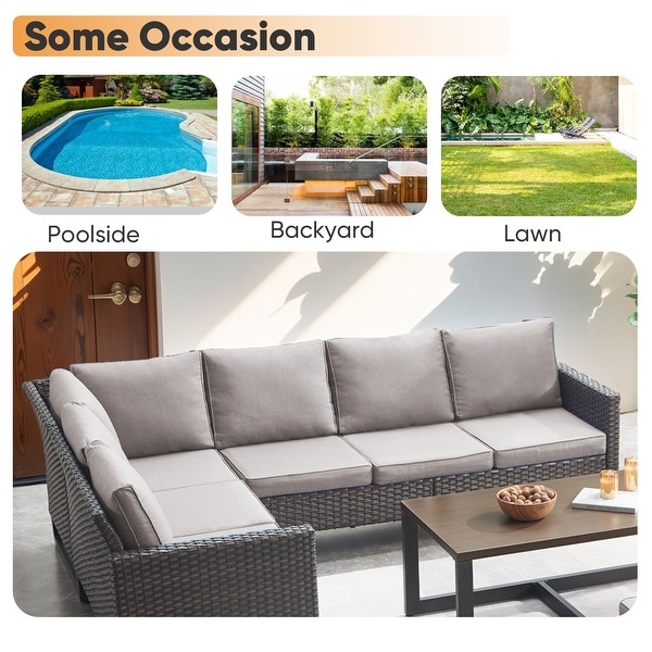 Outdoor Sectional Sofa Wicker Patio Conversation Sofa Set