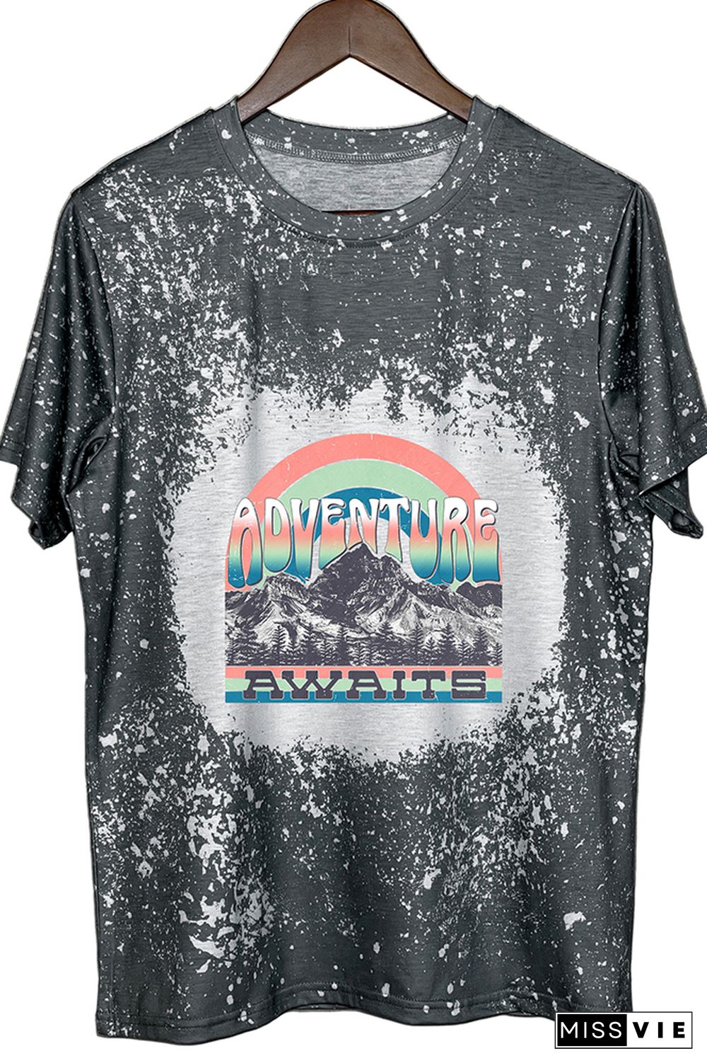 Adventure Awaits Mountains Blue Graphic Tee Wholesale