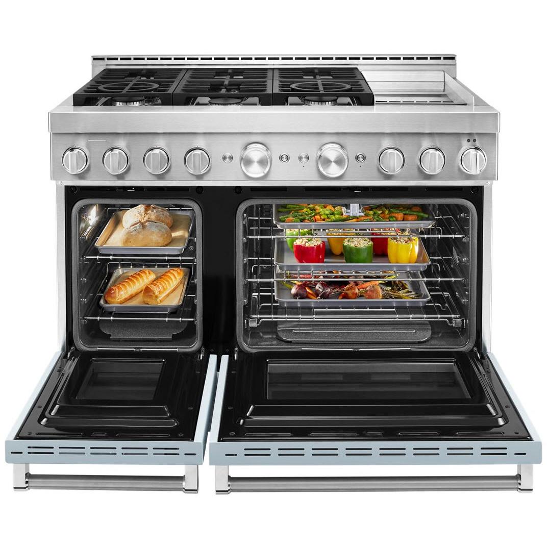 KitchenAid 48-inch Freestanding Gas Range with Even-Heat? True Convection KFGC558JMB