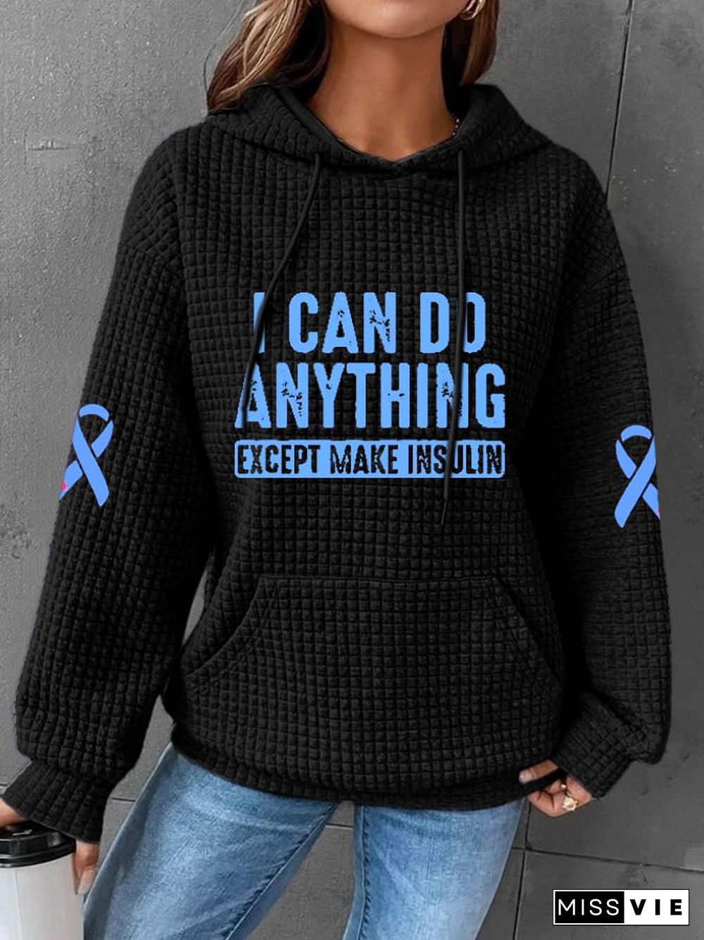 Women's I Can Do Anything Except Make Insulin Print Long Sleeve Hoodie