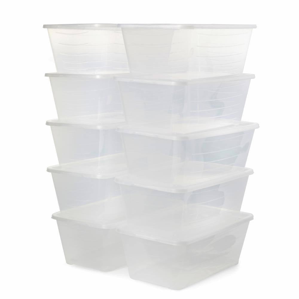 Life Story 5.7-Liter Shoe and Closet Storage Box Stacking Containers Clear (10 Pack) SHB-10