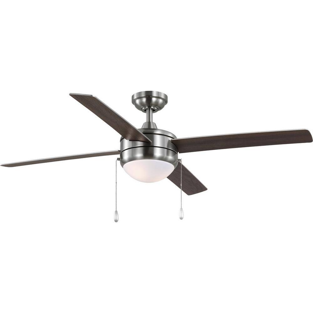 Progress Lighting McLennan II 52 in. LED Indoor 4-Blade Brushed Nickel Transitional Ceiling Fan with Light Kit P250089-009-WB