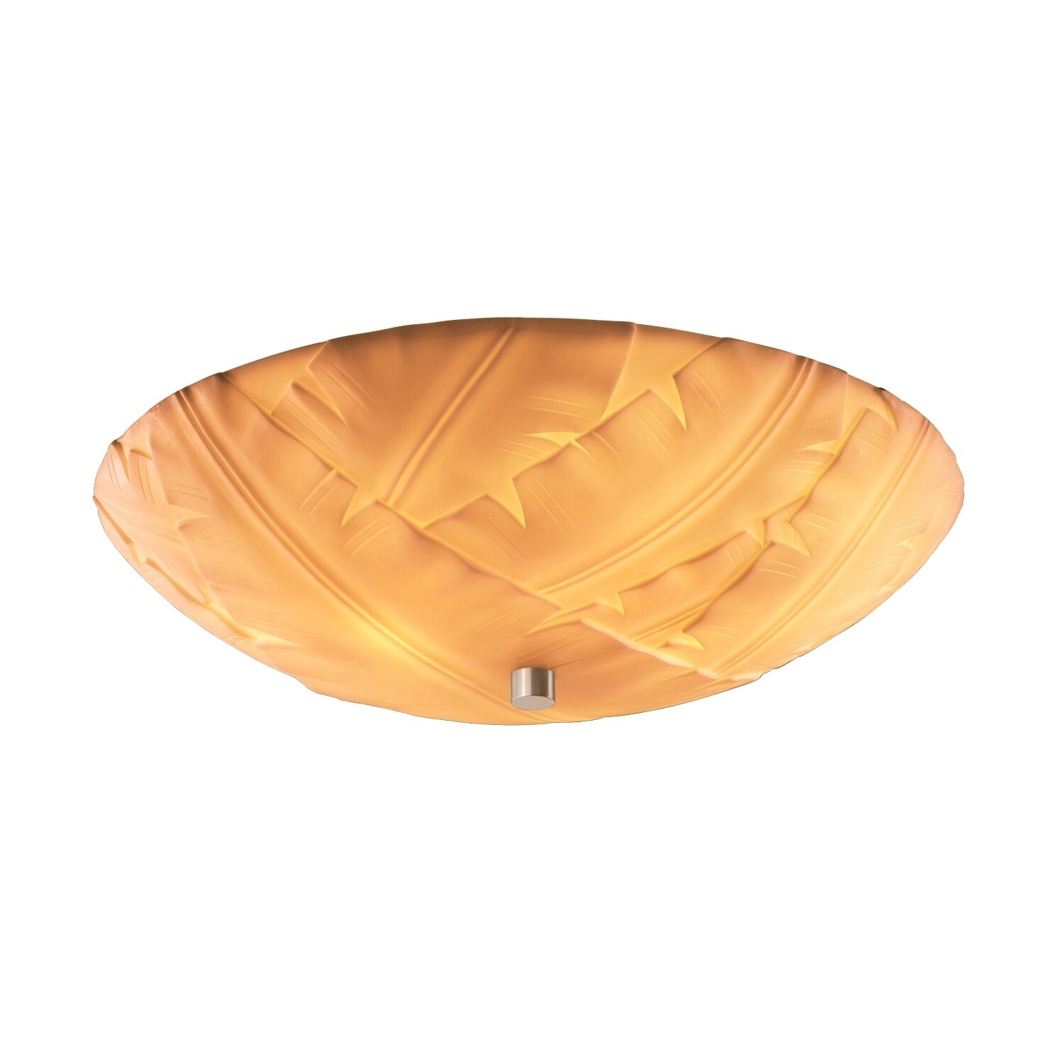 Justice Design Porcelina Brushed Nickel 6-light Semi-flush， Banana Leaf Round BowlShade - Brushed Nickel