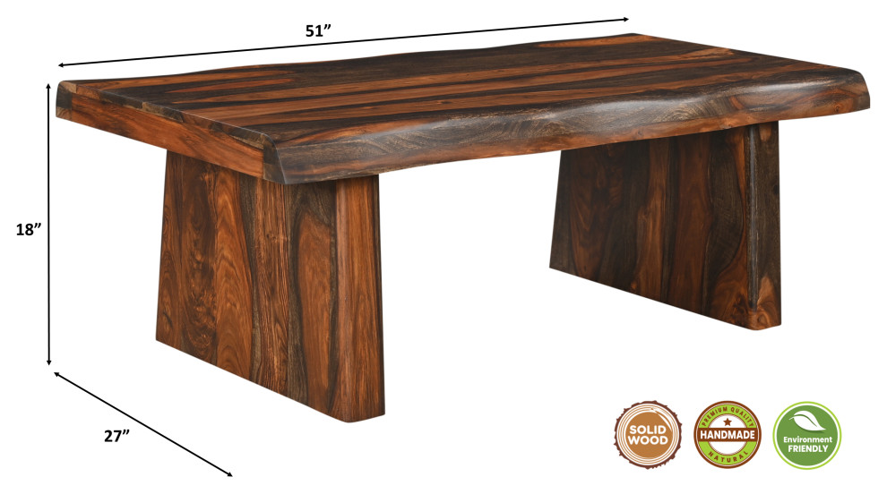 Damian Live Edge Wood Coffee Table   Rustic   Coffee Tables   by Taran Design  Houzz