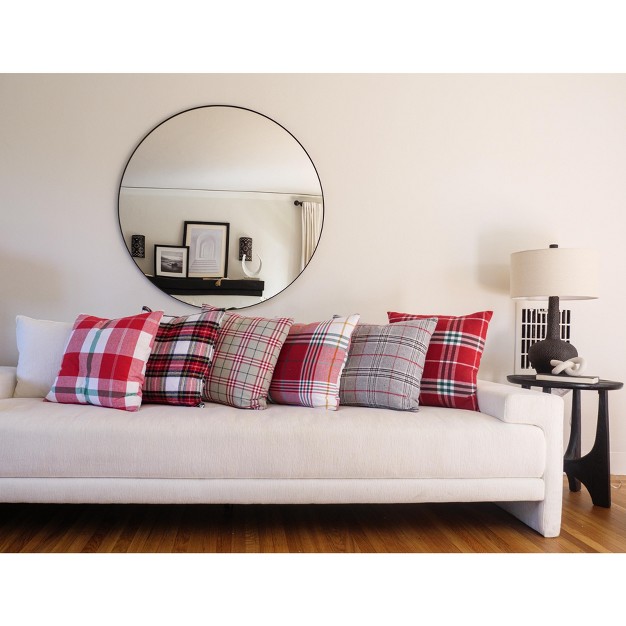 Kaf Home Plaid Feather Filled Throw Pillow