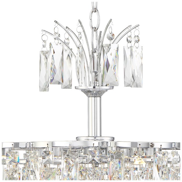 Wide Modern Cascade Crystal 6 light Led Fixture For Dining Room Foyer Kitchen Island Entryway