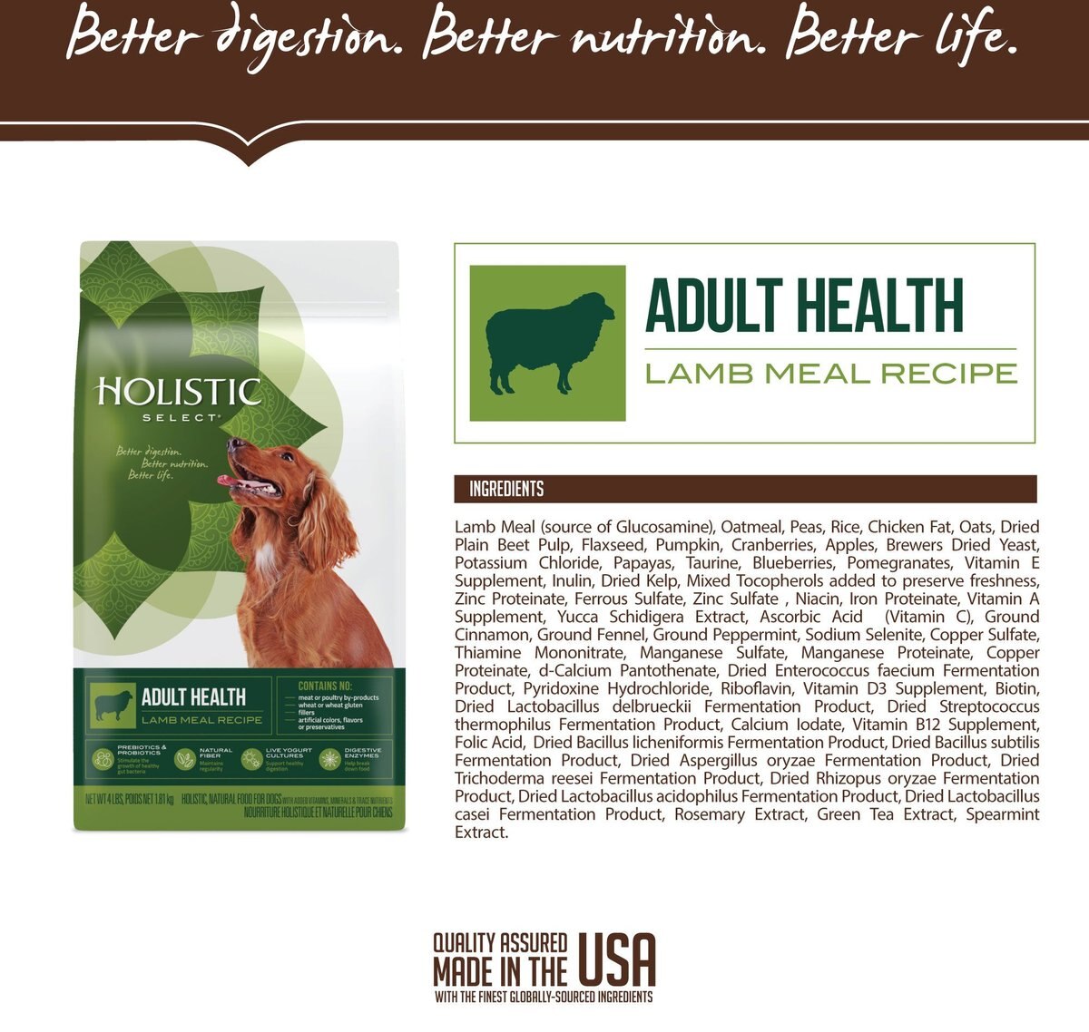 Holistic Select Adult Health Lamb Meal Recipe Dry Dog Food