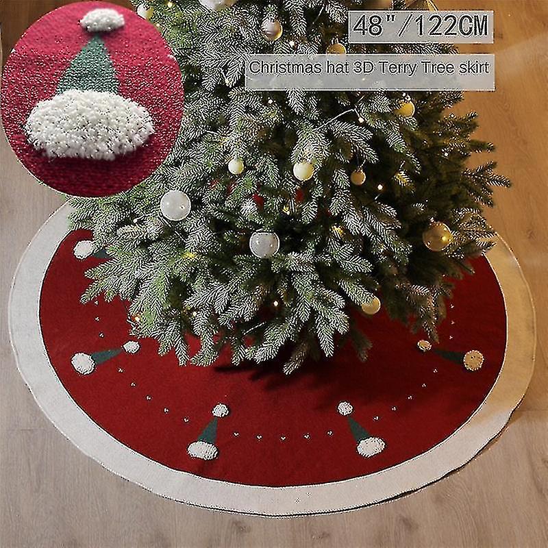 3d Knitted Christmas Red Tree 48 Inch Xmas Holiday Home Office Decorations Dark Red