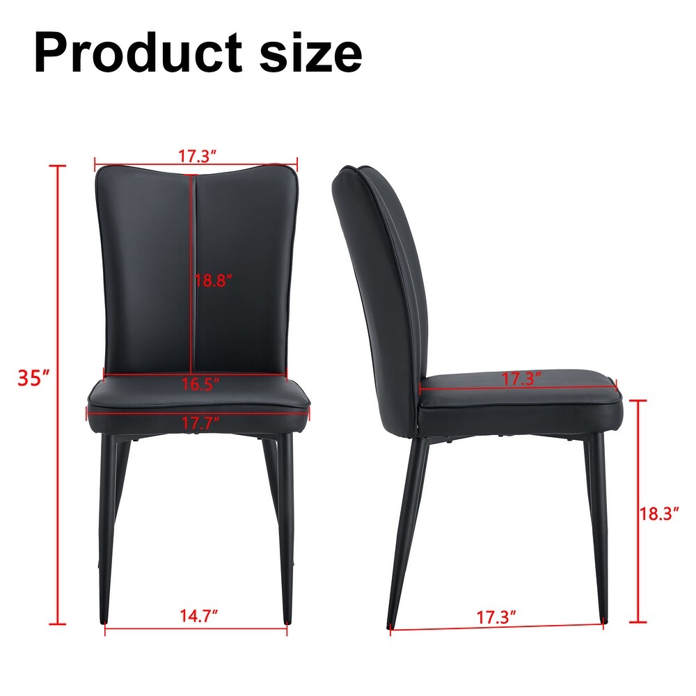 PU Leather Dining Chairs with Metal Legs  Set of 2