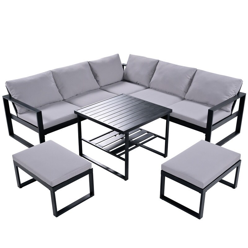 6 Piece Outdoor Patio Conversation Set Sofa Set With Metal Frame