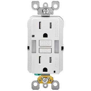 Leviton 15 Amp SmartlockPro Combo Self-Test Guide Light and Tamper Resistant GFCI Duplex Outlet White (10-Pack) VW1-GFNL1-HW1