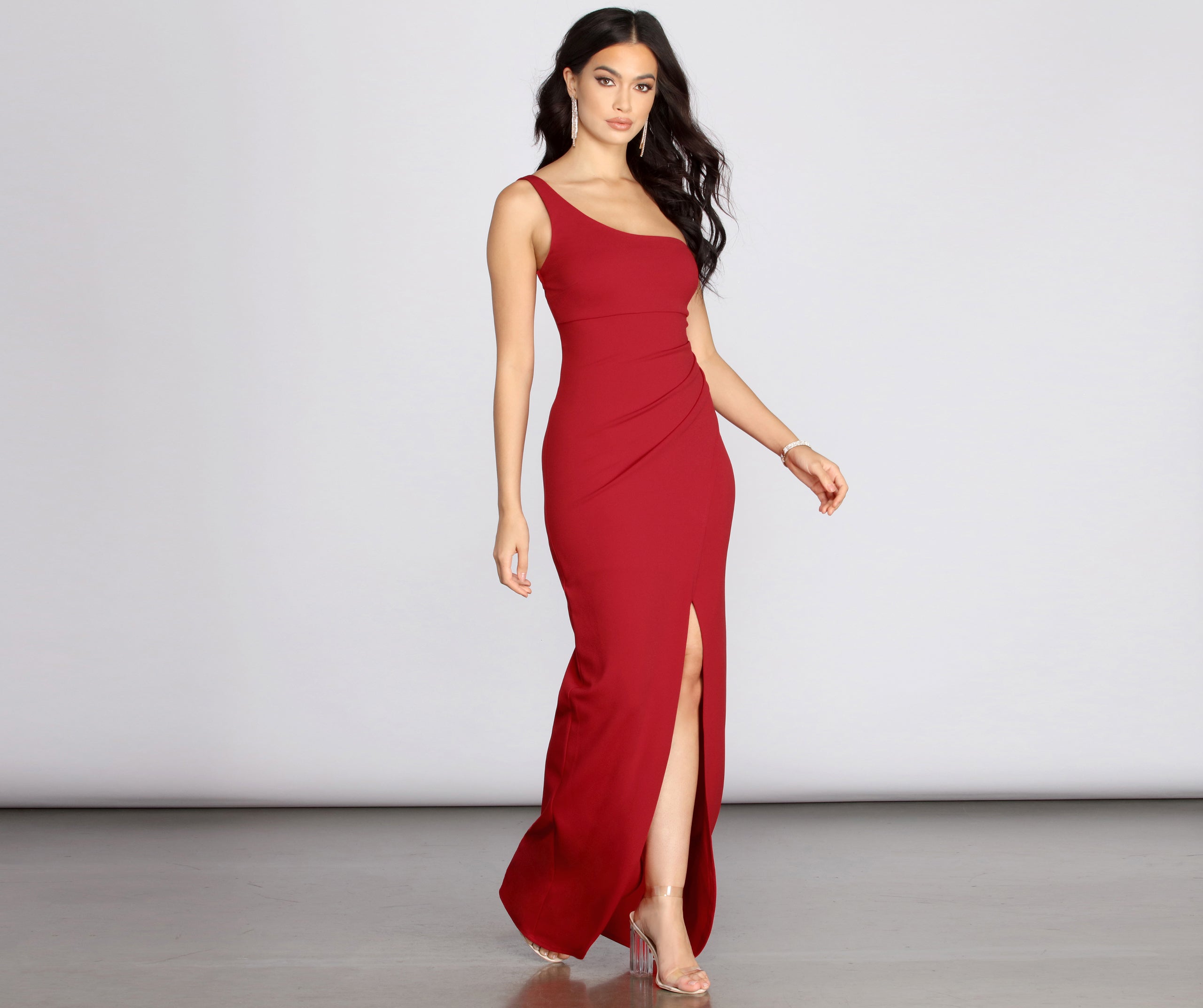 Lorena One Shoulder Crepe Dress