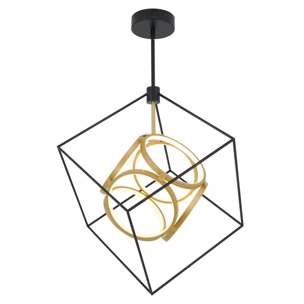 Artika Luxury 29-Watt Integrated LED Black and Gold Modern Hanging Pendant Chandelier Light Fixture for Dining Room or Kitchen PDT-LU-HD2