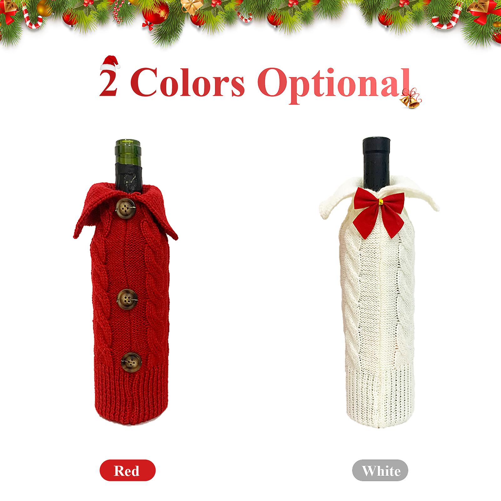 White Christmas Wine Bottle Cover Christmas Wine Bottle Knitted Holiday Wine Bottle Dress Cute Christmas Gifts Birthday Party Crafts Decorations