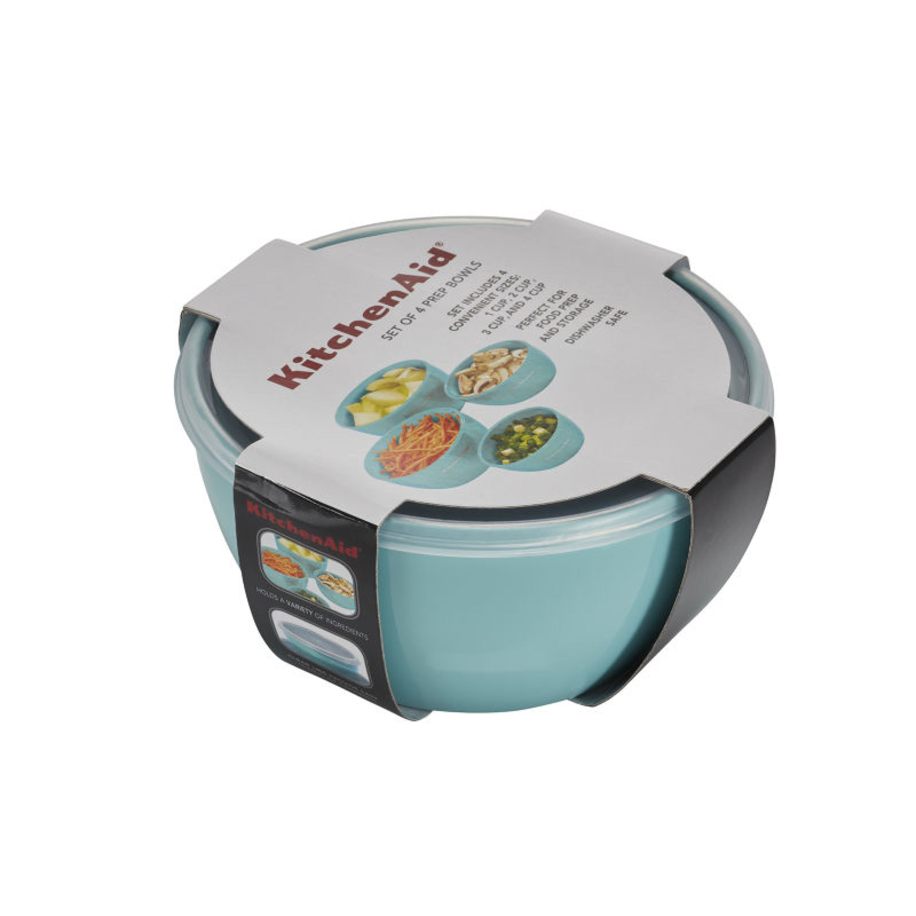 Kitchenaid 4-piece Prep Bowl Set with Lids in Aqua Sky and Assorted Sizes