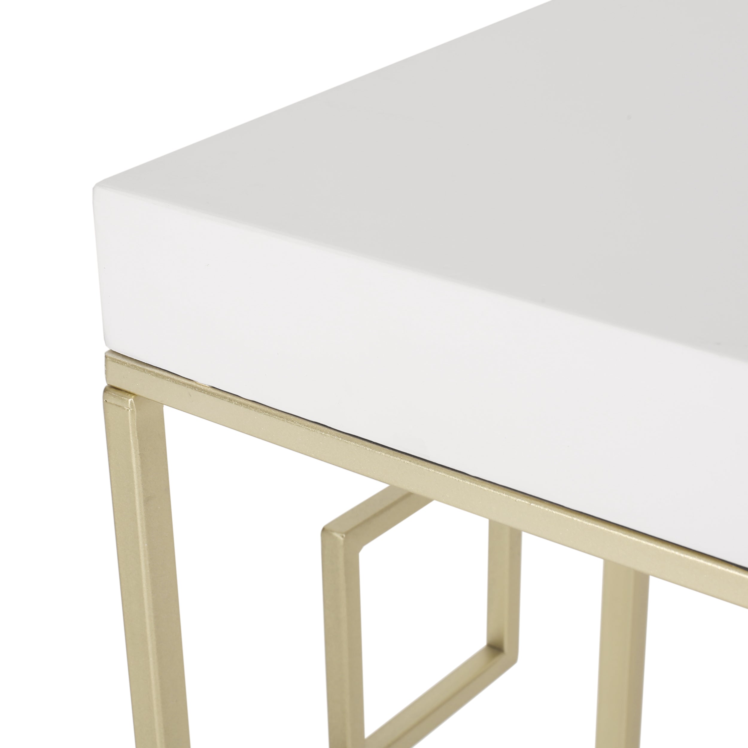 Filly Modern Glam Geometric Console Table, Gold and White