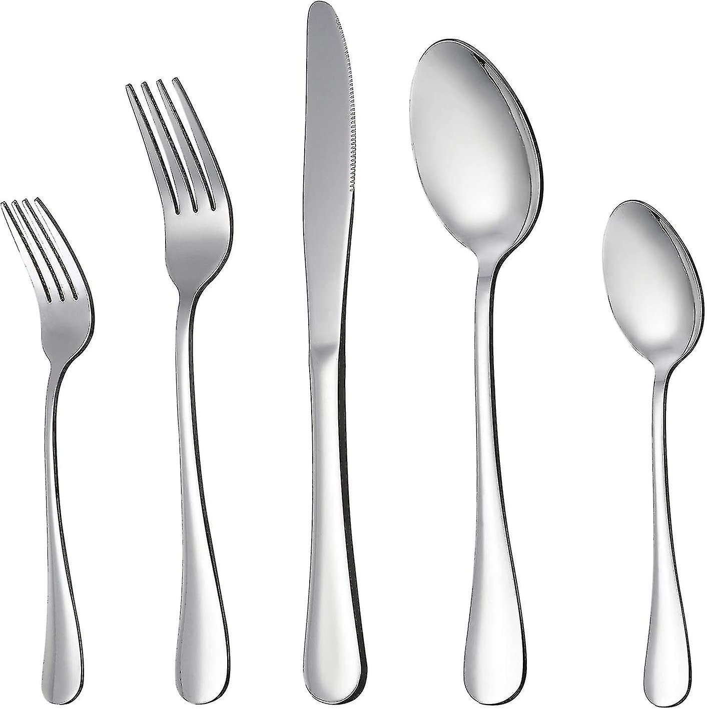 20 Piece Silverware Flatware Cutlery Set， Stainless Steel Utensils Service For 4， Include Knife Fork Spoon， Mirror Polished， Dishwasher Safe