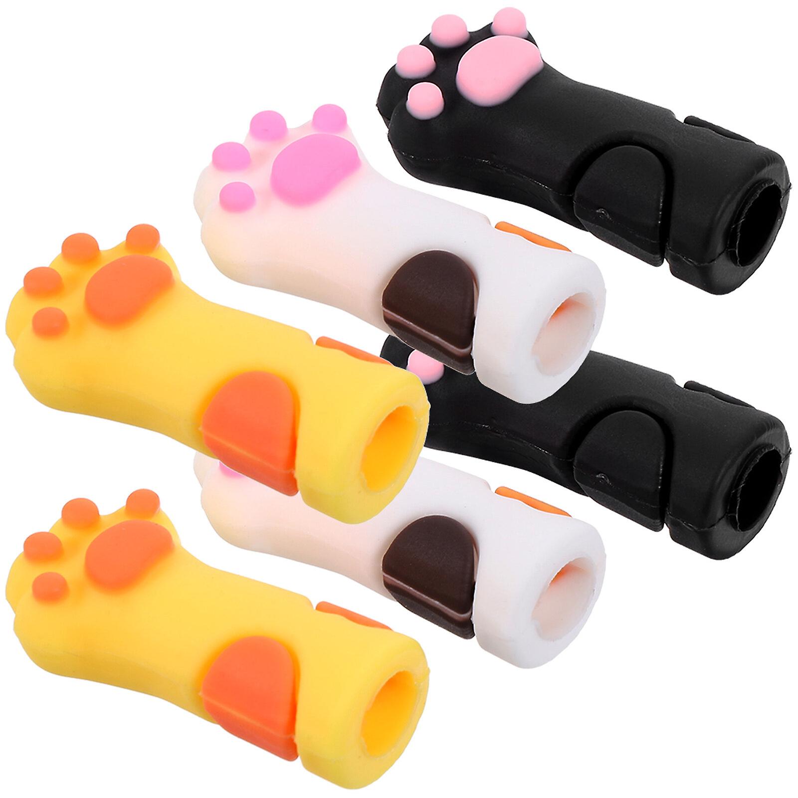 6pcs Cat Claw Pencil Caps Silicone Pencil Protective Lids Pencil Students Stationery