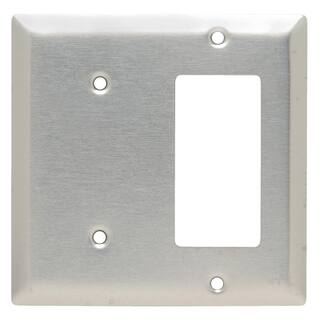 Legrand Pass  Seymour 302304 SS 2 Gang 1 DecoratorRocker 1 Strap Mount Blank Wall Plate Stainless Steel (1-Pack) SS1426