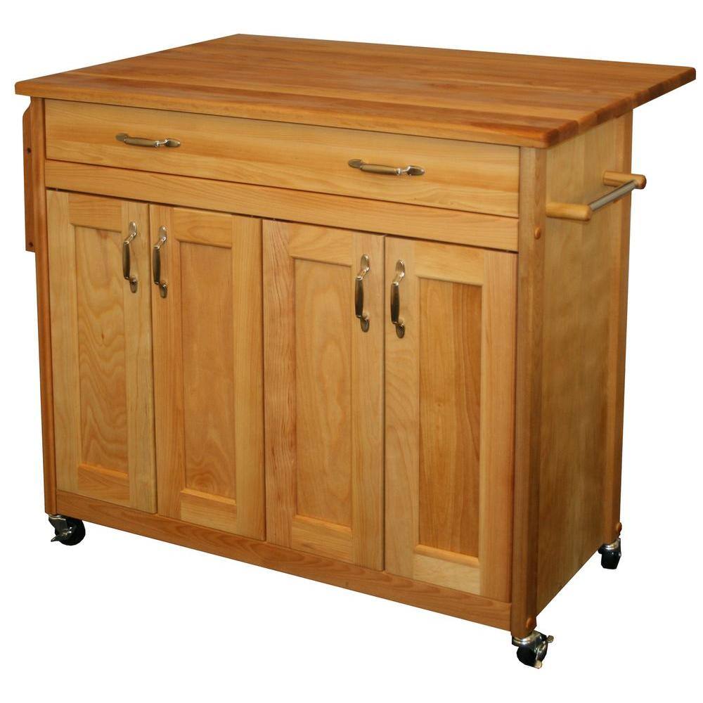 Catskill Craftsmen Natural Wood Kitchen Cart with Drop Leaf 51538