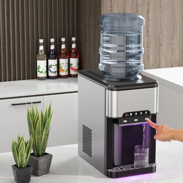 3-in-1 Water Cooler Dispenser with Built-in Ice Maker and 3 Temperature Settings-Silver - 11