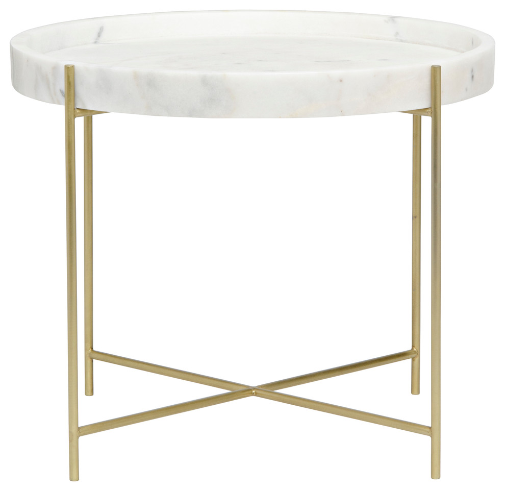 Chuy Side Table  Antique Brass  Metal and Stone   Contemporary   Side Tables And End Tables   by HedgeApple  Houzz