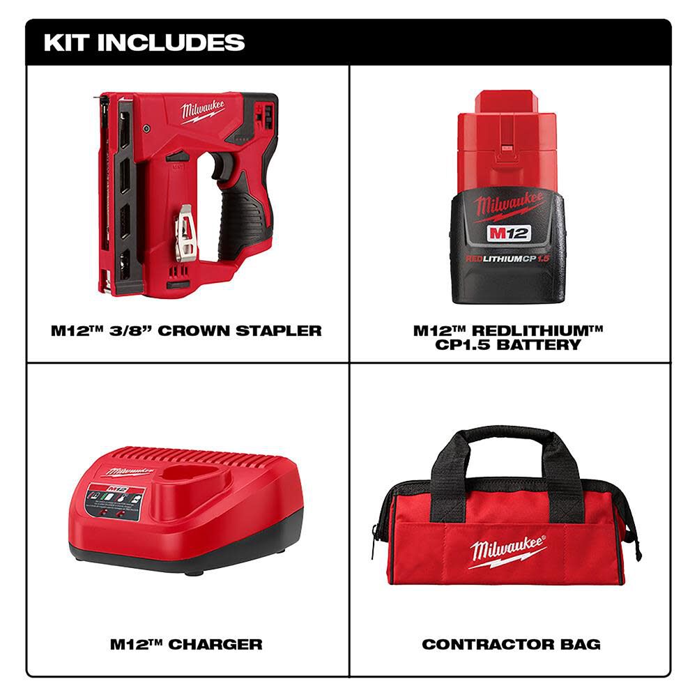 Milwaukee M12 3/8 in. Crown Stapler Kit 2447-21 from Milwaukee