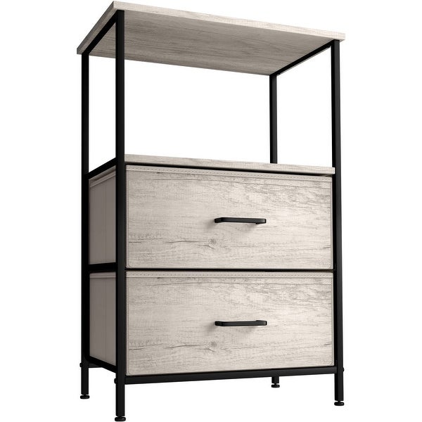 Nightstand 2-Drawer Shelf Storage - Bedside Furniture End Table Chest - - 36801499