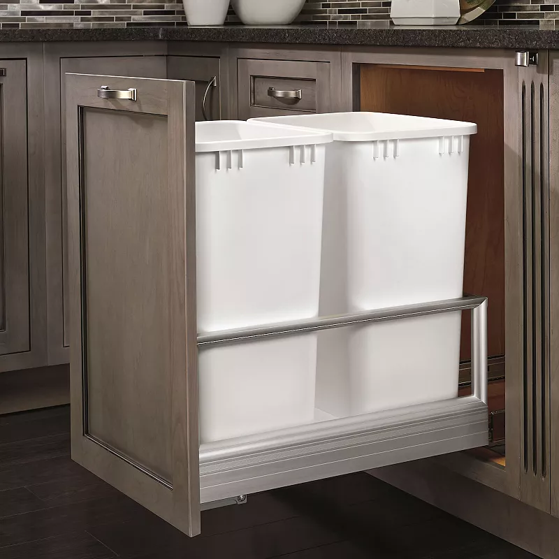 Rev-A-Shelf Double Pullout Kitchen Trash Can 27 Qt Rev-A-Motion， 5149-1527DM-217