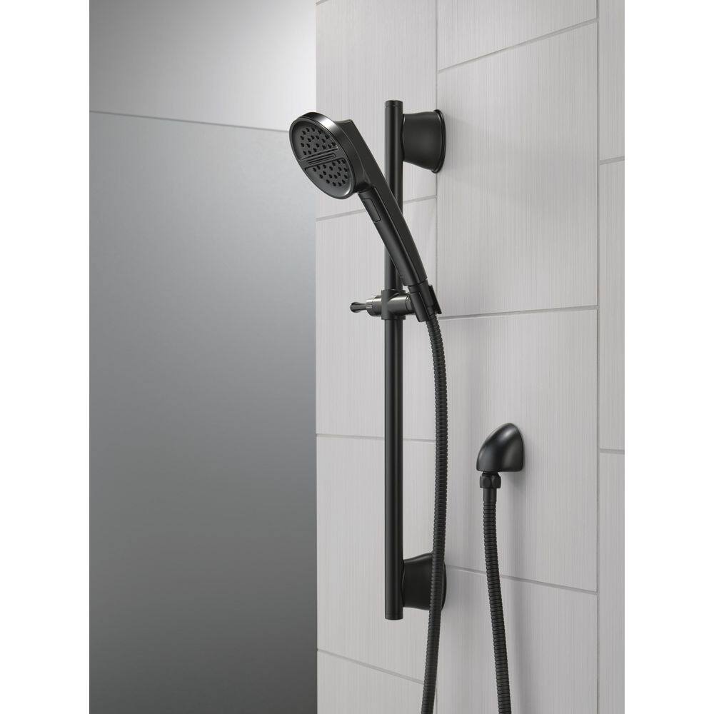 Delta 3-Spray Patterns 1.75 GPM 2.81 in. Wall Mount Handheld Shower Head with Slide Bar in Matte Black 51386-BL