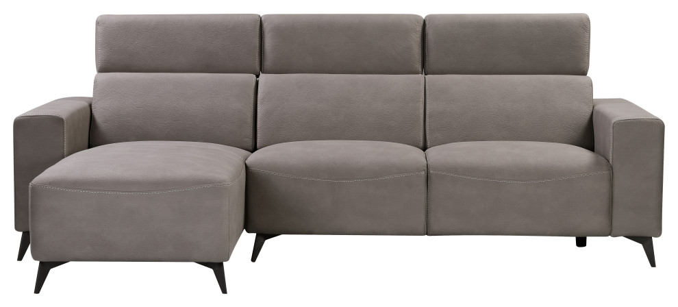 Modern Bari Sectional Sofa With Push Back Functional  Left Facing Gray Color   Midcentury   Sectional Sofas   by Kolibri Decor  Houzz